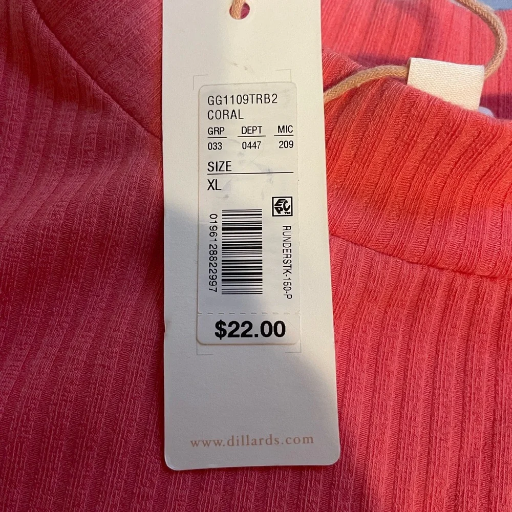 GB Girls Coral Ribbed Sleeveless Top Size XL